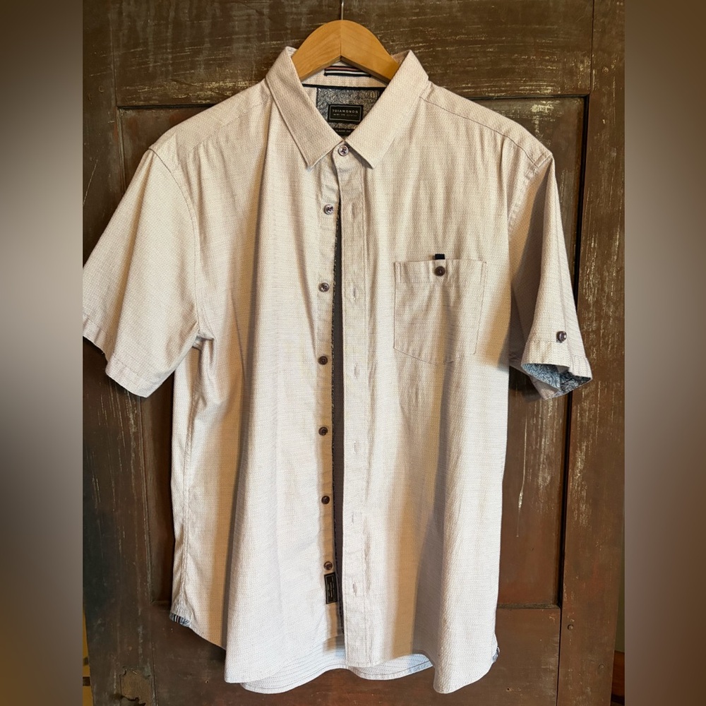 7 diamonds Men's Beige Short Sleeve Shirt